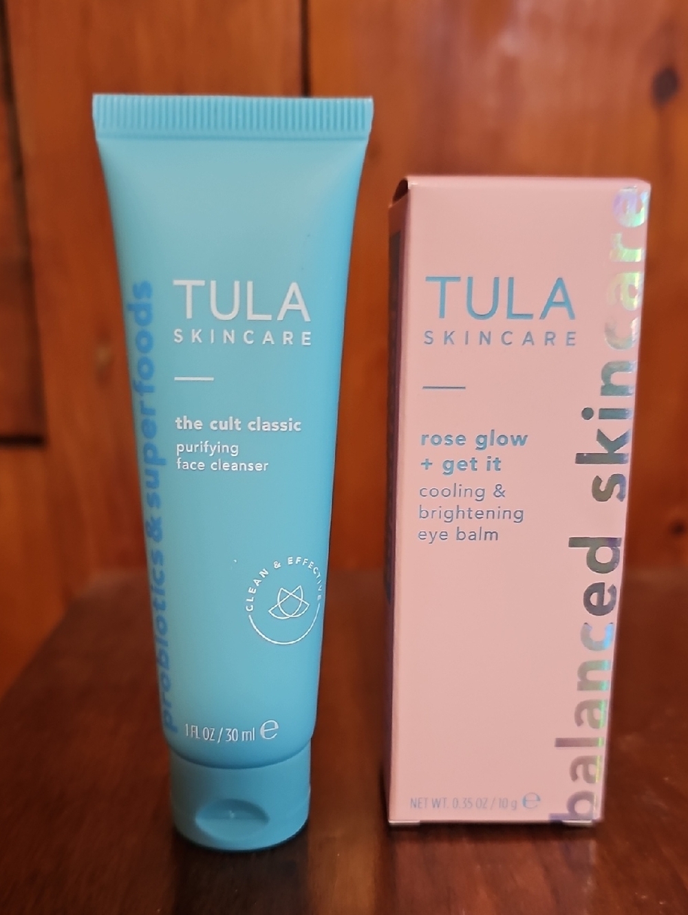 Tula Skincare Light Blue Purifying Face Cleanser & Pink Rose Glow Eye Balm Duo